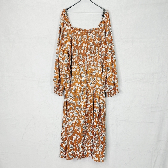 Floral Brown Midi Dress - Picture 2 of 10